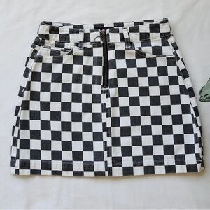 Urban Outfitters (BDG) checkered zip up denim skirt